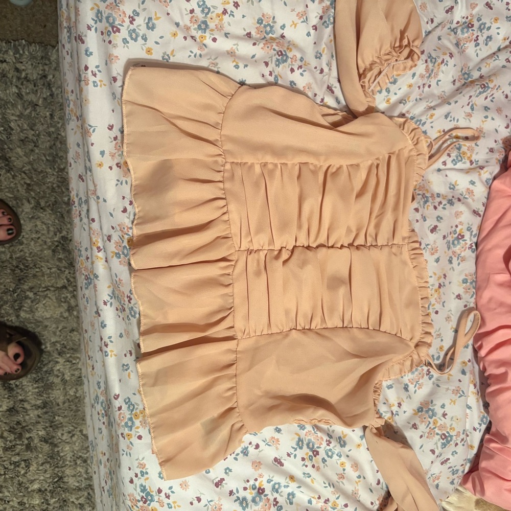 Peach Ruffled Women's Top